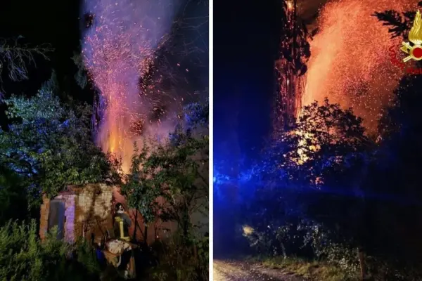 Bad weather, lightning triggers fires and knocks down a tree: three interventions in the Siena area